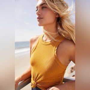 Mustard Ribbed FP movement blissed out tank